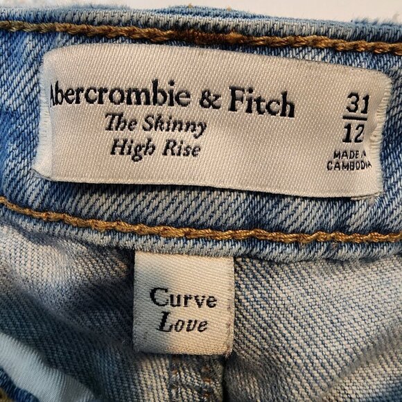 Abercrombie & Fitch The Skinny High Rise Curve Love Distressed Thrashed Jeans 31 - Picture 4 of 13